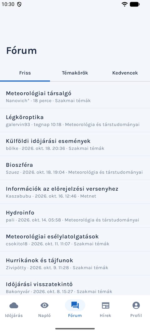 Fórum az appban