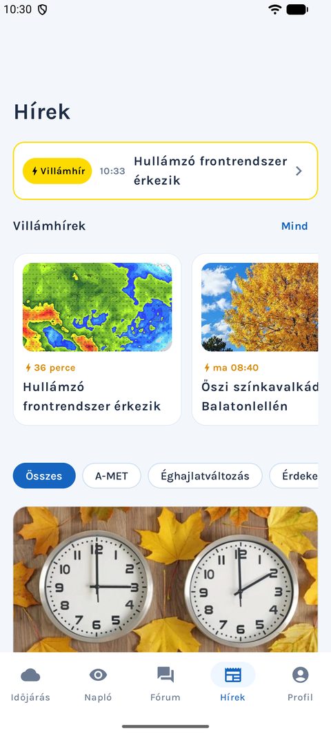 Villámhírek és cikkek az appban